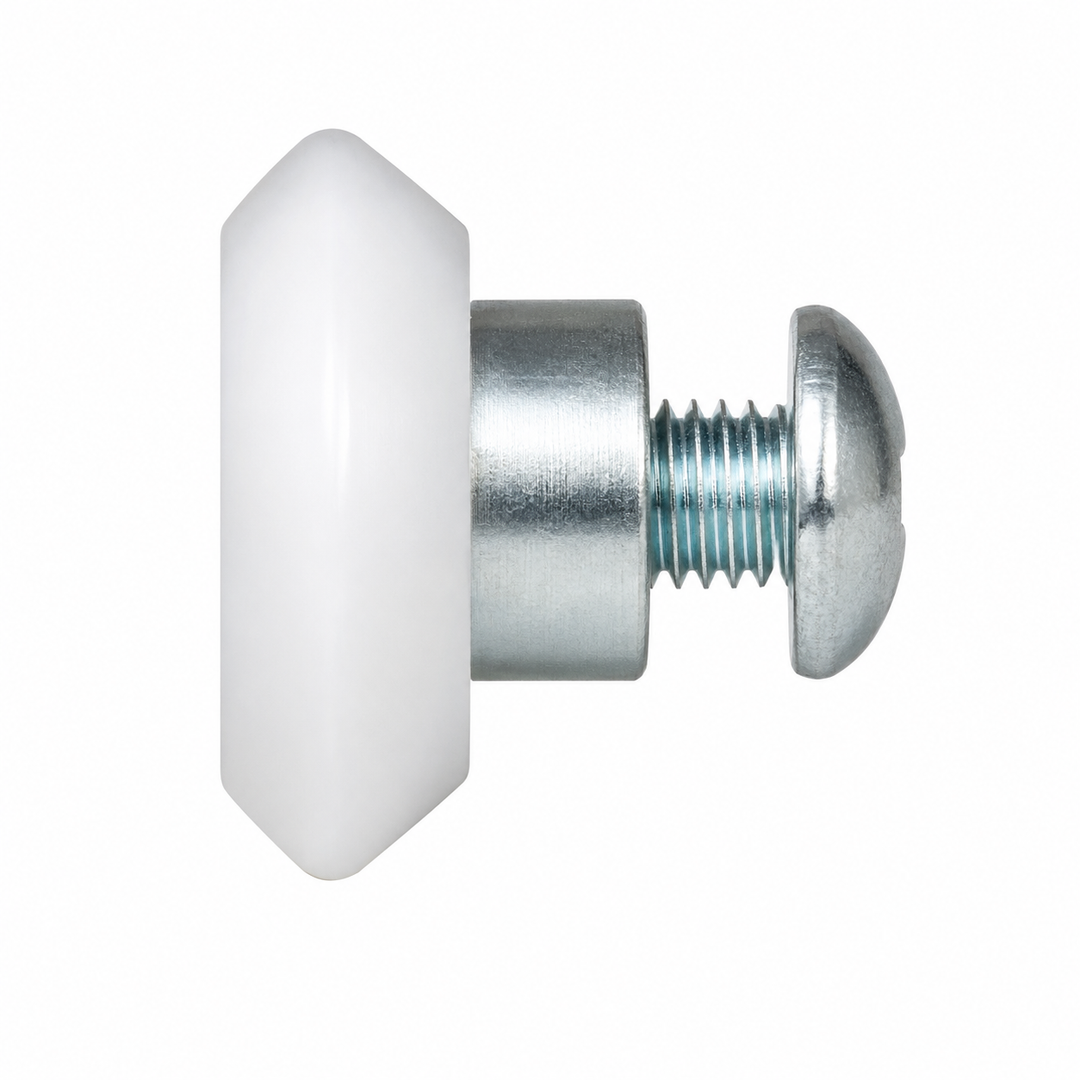 3 - 4341 Threaded Hub Acetal Convex V roller Diameter 18mm Hub 4mm