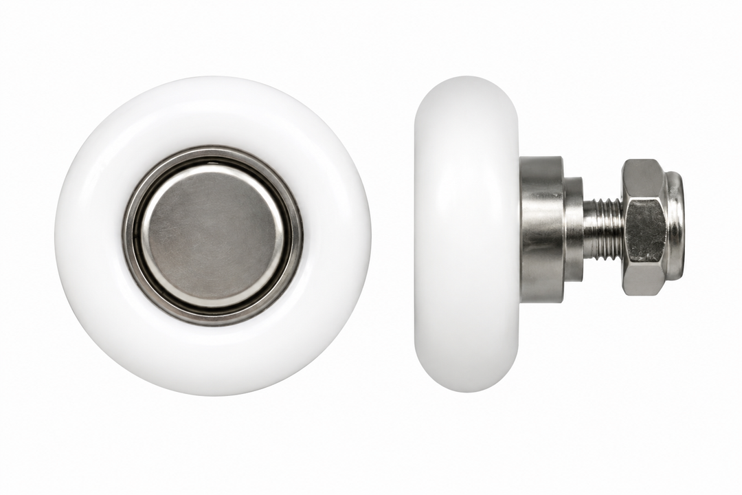 3 - 4365 Wardrobe Door Roller with Threaded Axle diameter: 19mm - Hub size: 4mm - Threaded axle: 5mm