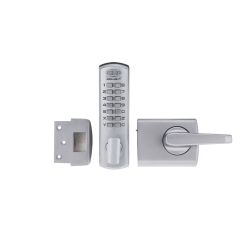 DX DIGITAL KEYPAD WITH 002 DEADLATCH WITH LEVER TP Satin Chrome - 002-1LDXSC