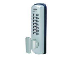 DX DIGITAL KEYPAD WITH 002 DEADLATCH OPEN OUT STRIKE WITH LEVER TP Satin Chrome - 002-4LDXSC