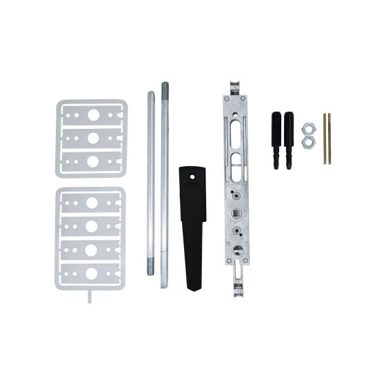 Lockwood LW7800 twin bolt lock kit with black Aria handle rods and tips
