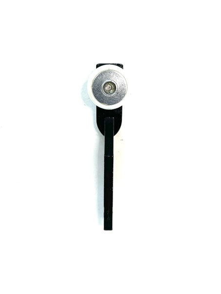 Fly screen corner stake with roller