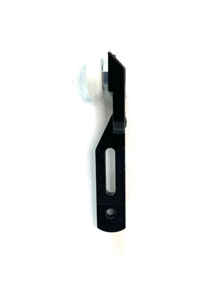 Fly screen corner stake with roller